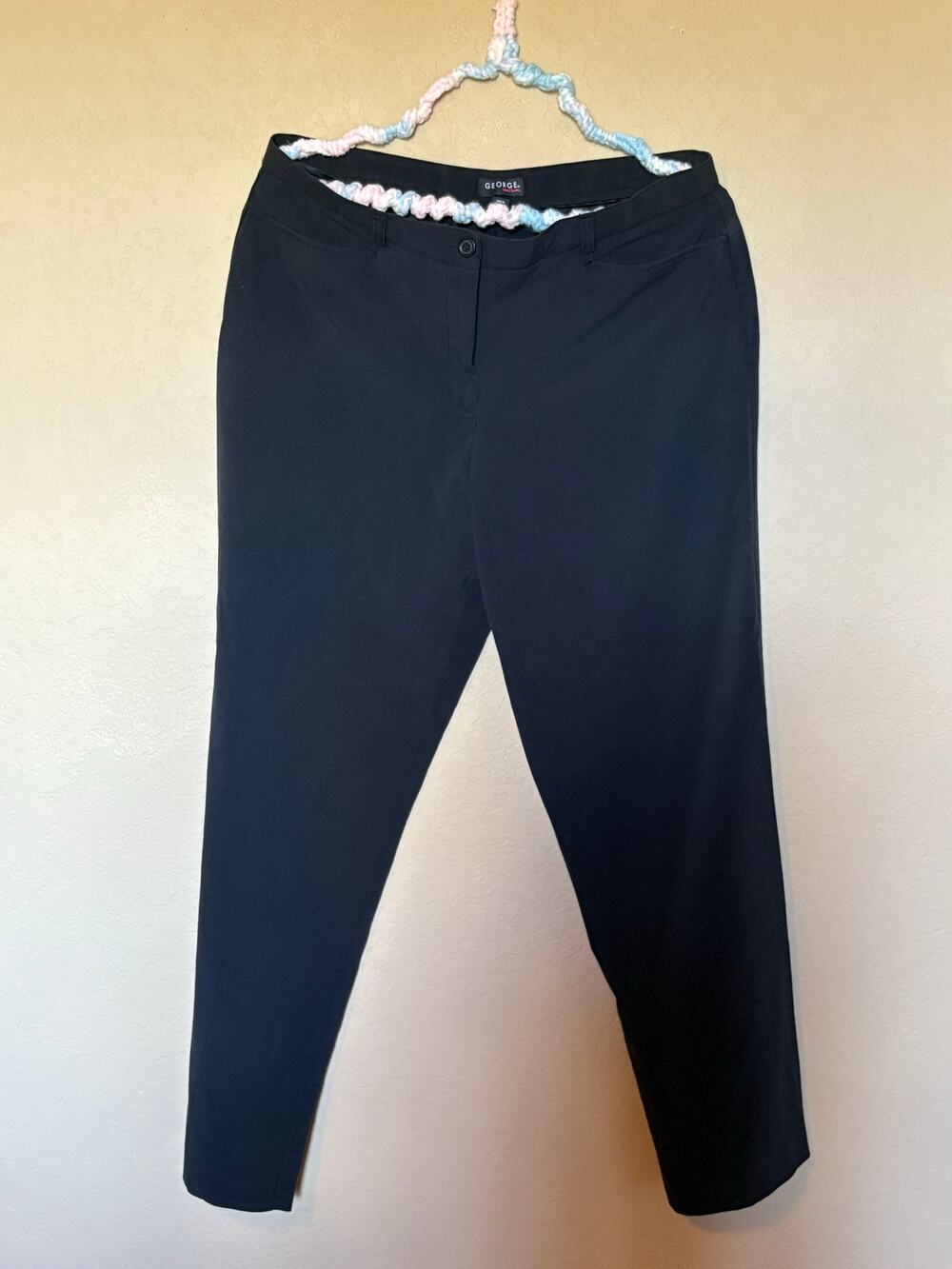 Gray/Black George Think Slim Slacks Size 16 W